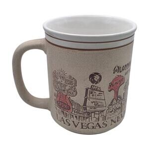 Vintage 1970s Las Vegas Nevada Stoneware Souvenir Mug Retro Casino Hotel Scene